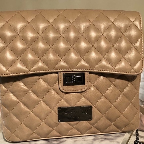 Mario Valentino Taupe Quilted Backpack